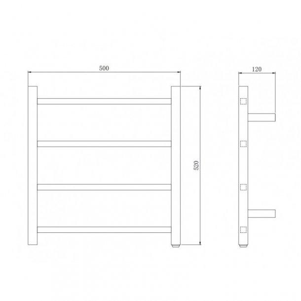 Square Chrome Electric Heated Towel Rack 4 Bars