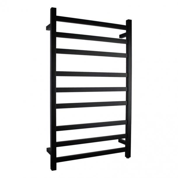 Square Matte Black Electric Heated Towel Rack 9 Bars