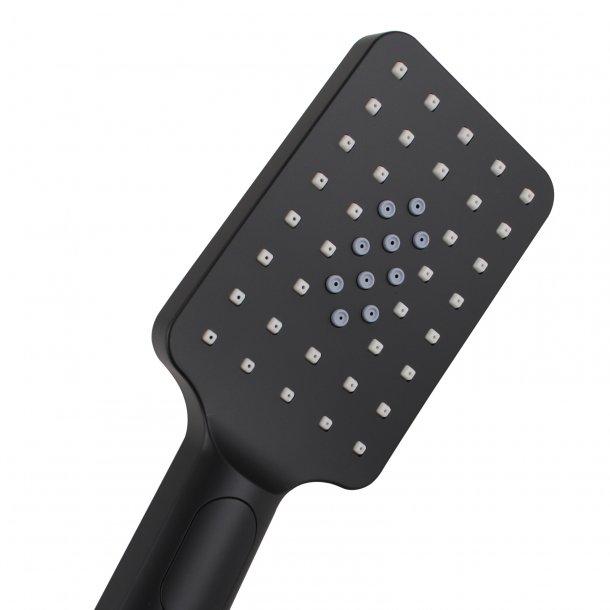 Square 3 Functions Black Rainfall Handheld Shower Head