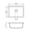 610 x 457 x 205mm Carysil White Single Big Bowl Granite Kitchen/Laundry Sink Top/Flush/Under Mount