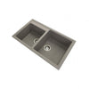 860 x 500 x 205mm Carysil Concrete Grey Double Bowl Granite Kitchen Sink Top/Flush/Under Mount