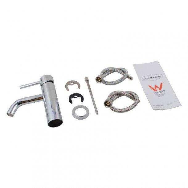 Round Chrome Short Basin Mixer Tap Crooked Water Spout