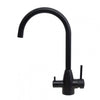 Round Black 3 Ways Purified Water Kitchen Sink Mixer Tap 360Ã‚Â° Swivel Stainless Steel