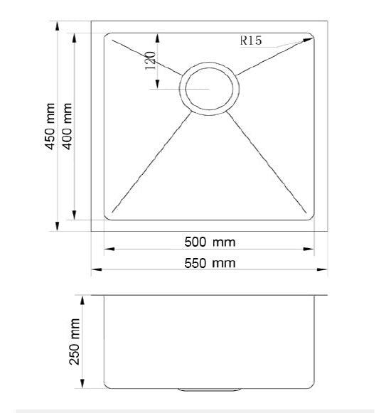 BKS-HA5545 — Atlas Handmade Kitchen Sink