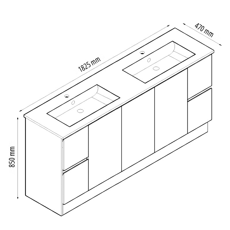BVN-1800 — Rio Freestanding Vanity Double Bowl