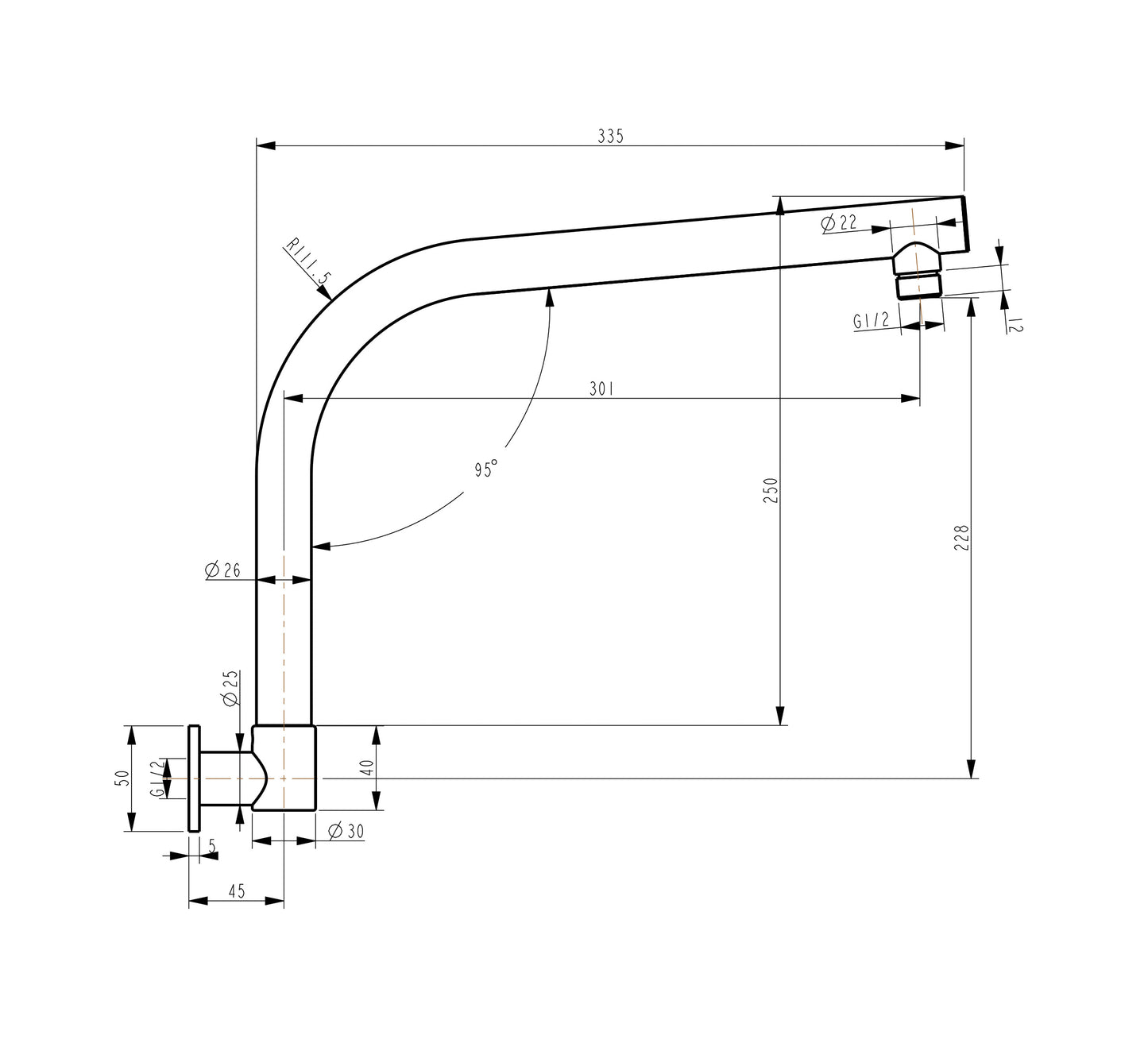 BTG069 — Round Shower Arm