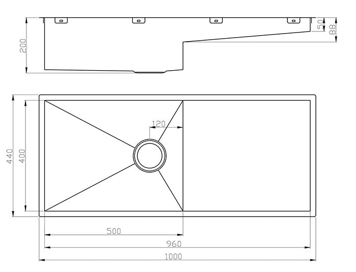 BKS-HA10044 — Atlas Handmade Kitchen Sink