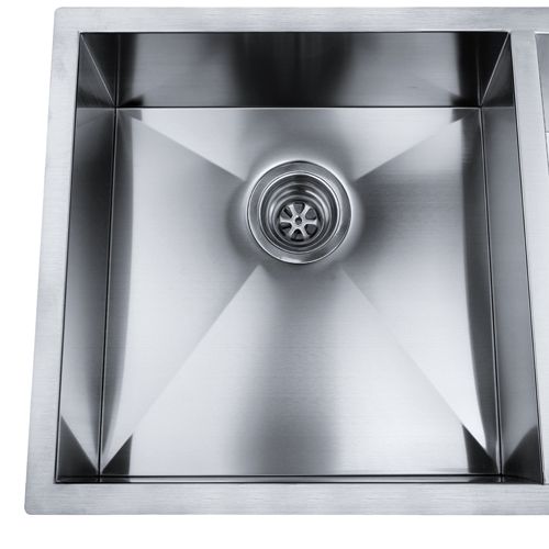 Stainless Steel Square Handmade Kitchen / Laundry Double Bowl Sink Flush 1mm Thick