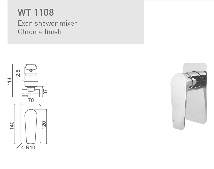 EXON SHOWER MIXER CHROME FINISH