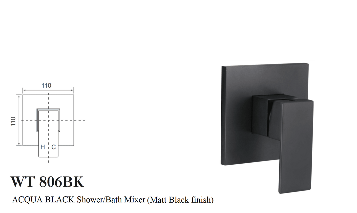 ACQUA BLACK SHOWER/BATH MIXER (MATT BALCK FINISH)