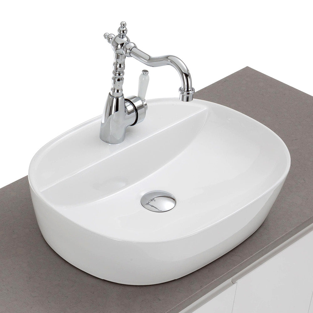 ELEANOR Shepherds Crook Basin Mixer, Chrome / Ceramic