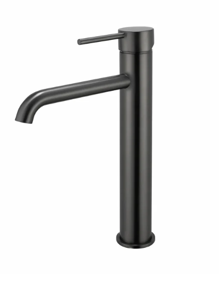 Lucid Pin Series round Brushed Gun Metal Grey tall Basin Mixer