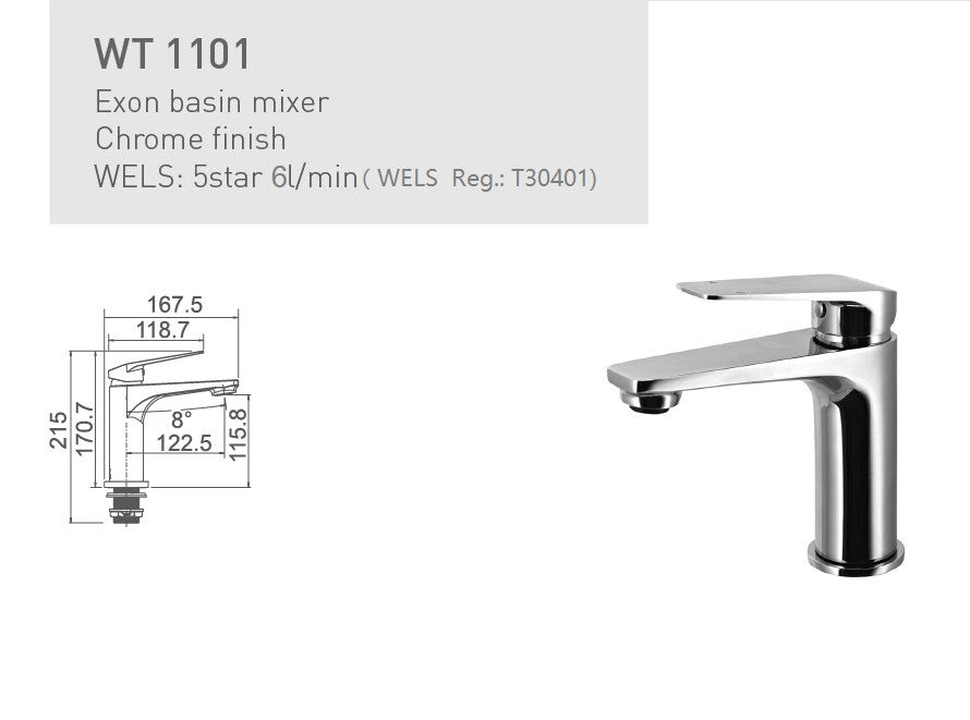 EXON Basin Mixer Chrome