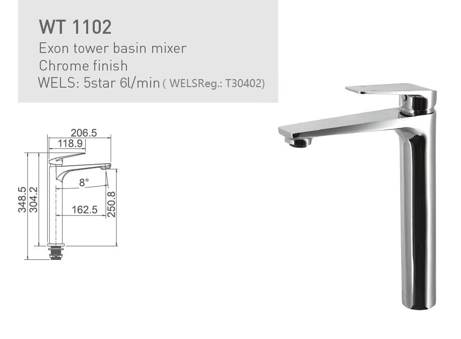 EXON Tower Basin Mixer Chrome