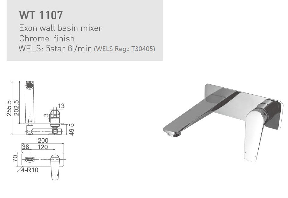 EXON Wall Basin/Bath Mixer CP