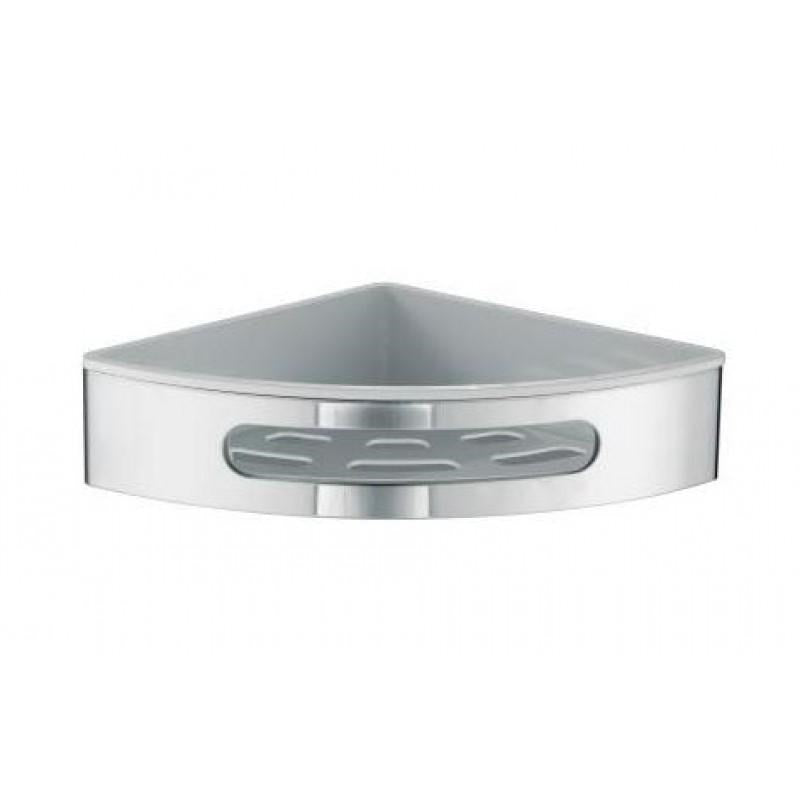 Corner Basket (Stainless Steel, Chrome finished with white plastic tray)