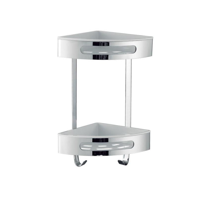 Corner Basket (Stainless Steel, Chrome finished with white plastic tray)