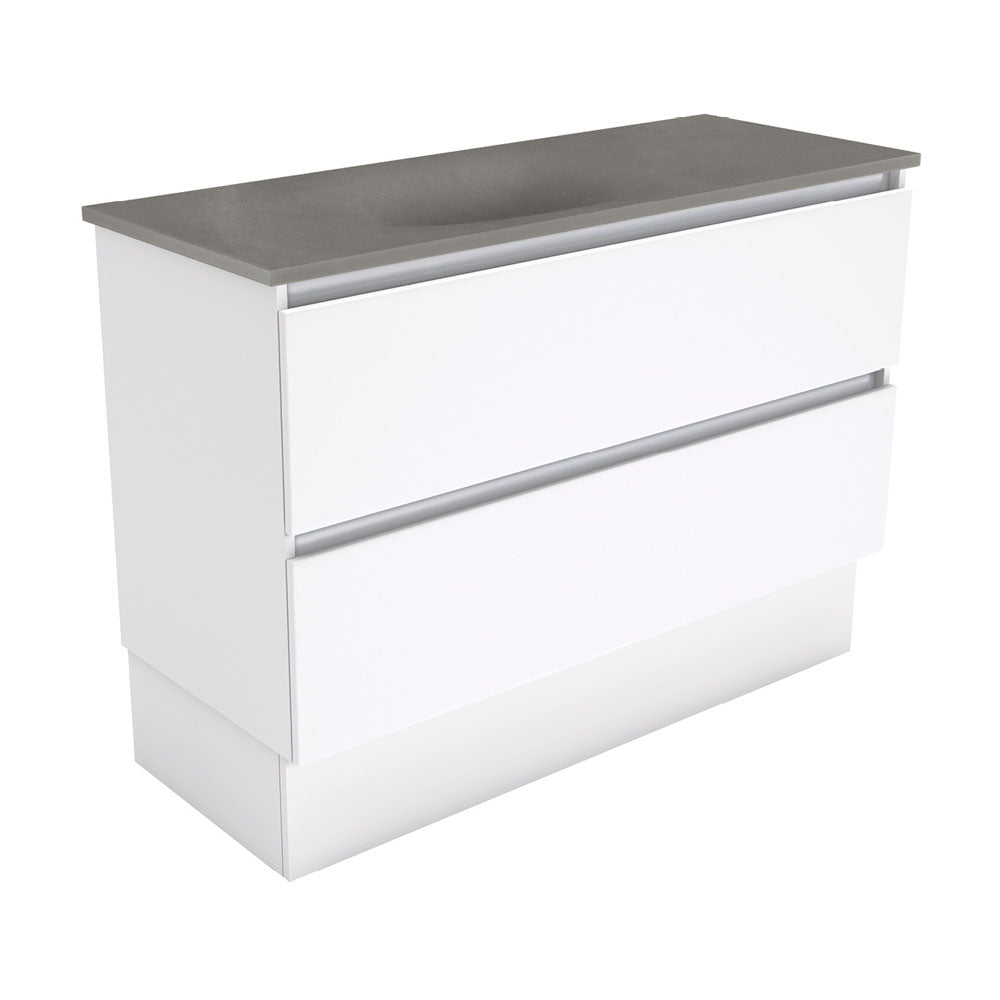 SATORI QUEST 1200 Gloss White 2 Drawer Vanity On Kick