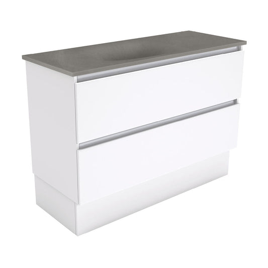SATORI QUEST 1200 Gloss White 2 Drawer Vanity On Kick