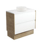 REBA Matte White CRYSTAL AMATO 900 Matte White Vanity SCANDI OAK Panels On Kick NTH