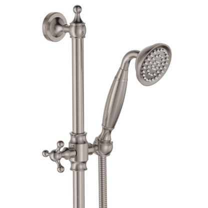 Lillian Lever Rail Shower Set, Brushed Nickel with Ceramic White Handle