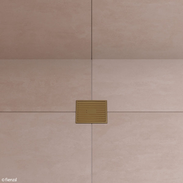 FLOOR WASTE 100mm Square Slim Grate 88mm outlet Antique Brass