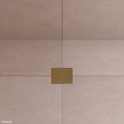 FLOOR WASTE 100mm Square Slim Grate 88mm outlet Antique Brass