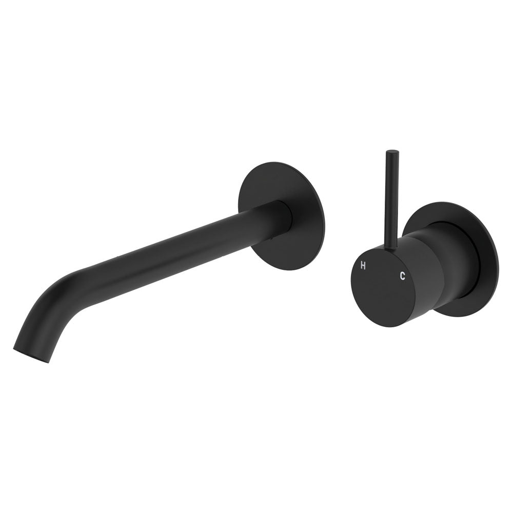 KAYA UP Basin/Bath Mixer 200mm Outlet Set Matte Black Round Plates