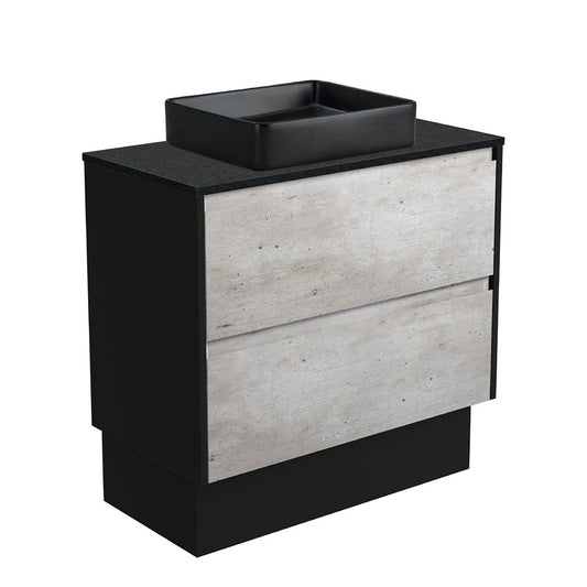 LUCIANA MB BLACK SPARKLE AMATO 900 INDUSTRIAL Vanity Matte Black Panels On Kick NTH