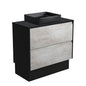 LUCIANA MB BLACK SPARKLE AMATO 900 INDUSTRIAL Vanity Matte Black Panels On Kick NTH