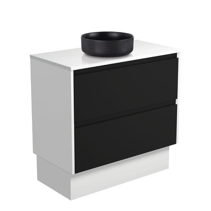 REBA Black CRYSTAL AMATO 900 Matte Black Vanity Matte White Panels On Kick NTH