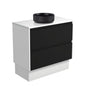 REBA Black CRYSTAL AMATO 900 Matte Black Vanity Matte White Panels On Kick NTH