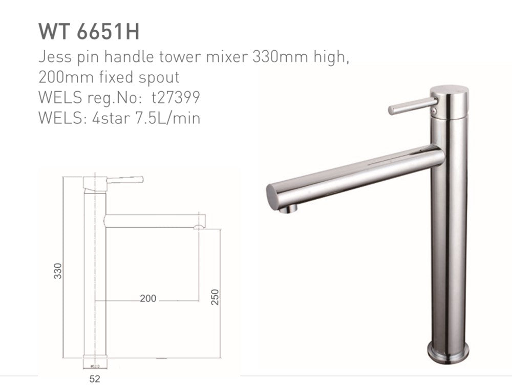 JESS Tower Basin Mixer in Chrome