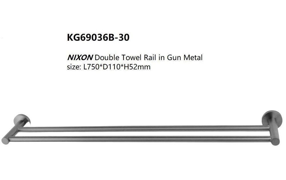 JESS 750mm Double Towel Rail in Gun Metal