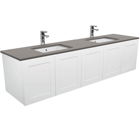 Sarah Dove Grey Undermount Double Bowl 1800 Mila Wall-Hung Vanity
