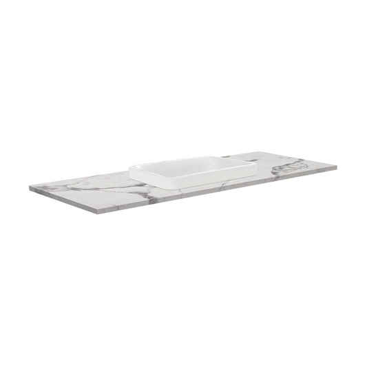 SARAH Semi Inset CALACATTA MARBLE 1200mm Basin Top Only 1TH