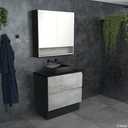 LUCIANA MB BLACK SPARKLE AMATO 900 INDUSTRIAL Vanity Matte Black Panels On Kick NTH