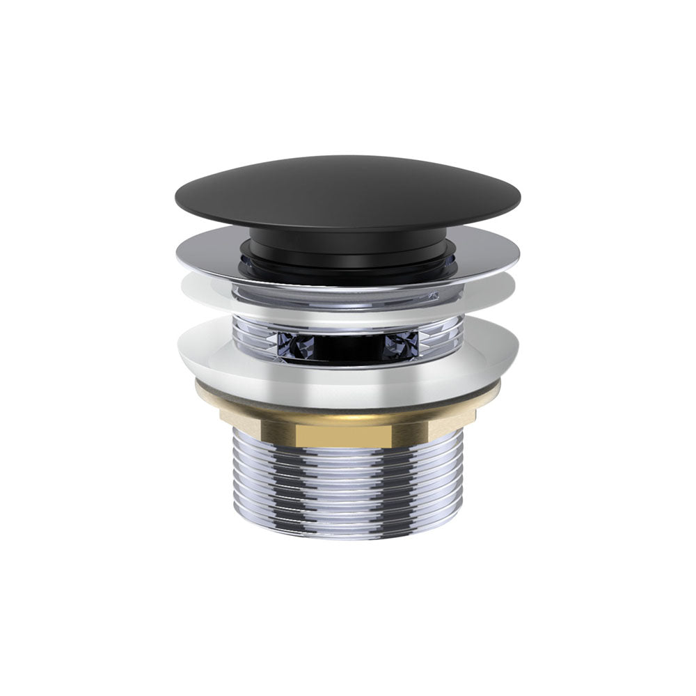 Pull Out Pop Up Bath Waste 40mm Matte Black with Overflow 55mm Thread Length
