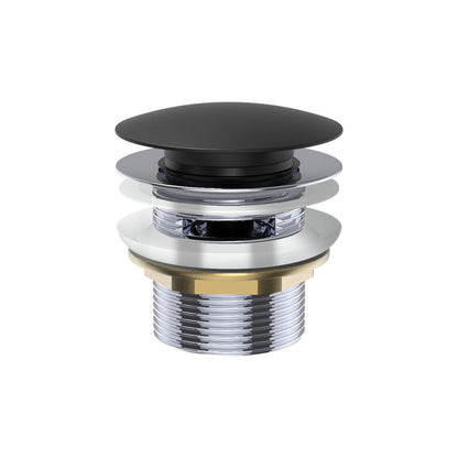 Pull Out Pop Up Bath Waste 40mm Matte Black with Overflow 55mm Thread Length
