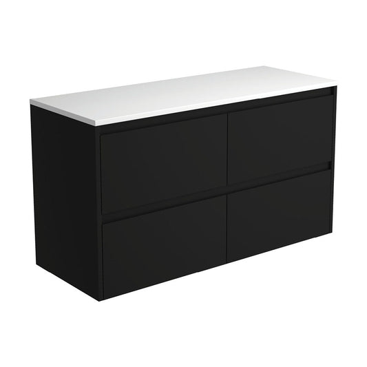 AMATO Satin Black 1200 Cabinet Wall Hung