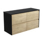 AMATO SCANDI OAK 1200 Cabinet Satin Black Panels Wall Hung