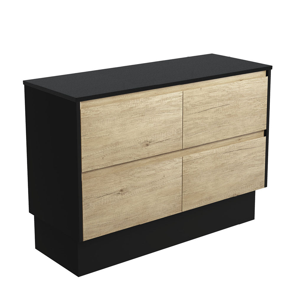 AMATO SCANDI OAK 1200 Cabinet Satin Black Panels On Kick
