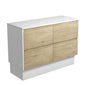 AMATO SCANDI OAK 1200 Cabinet Satin White Panels On Kick