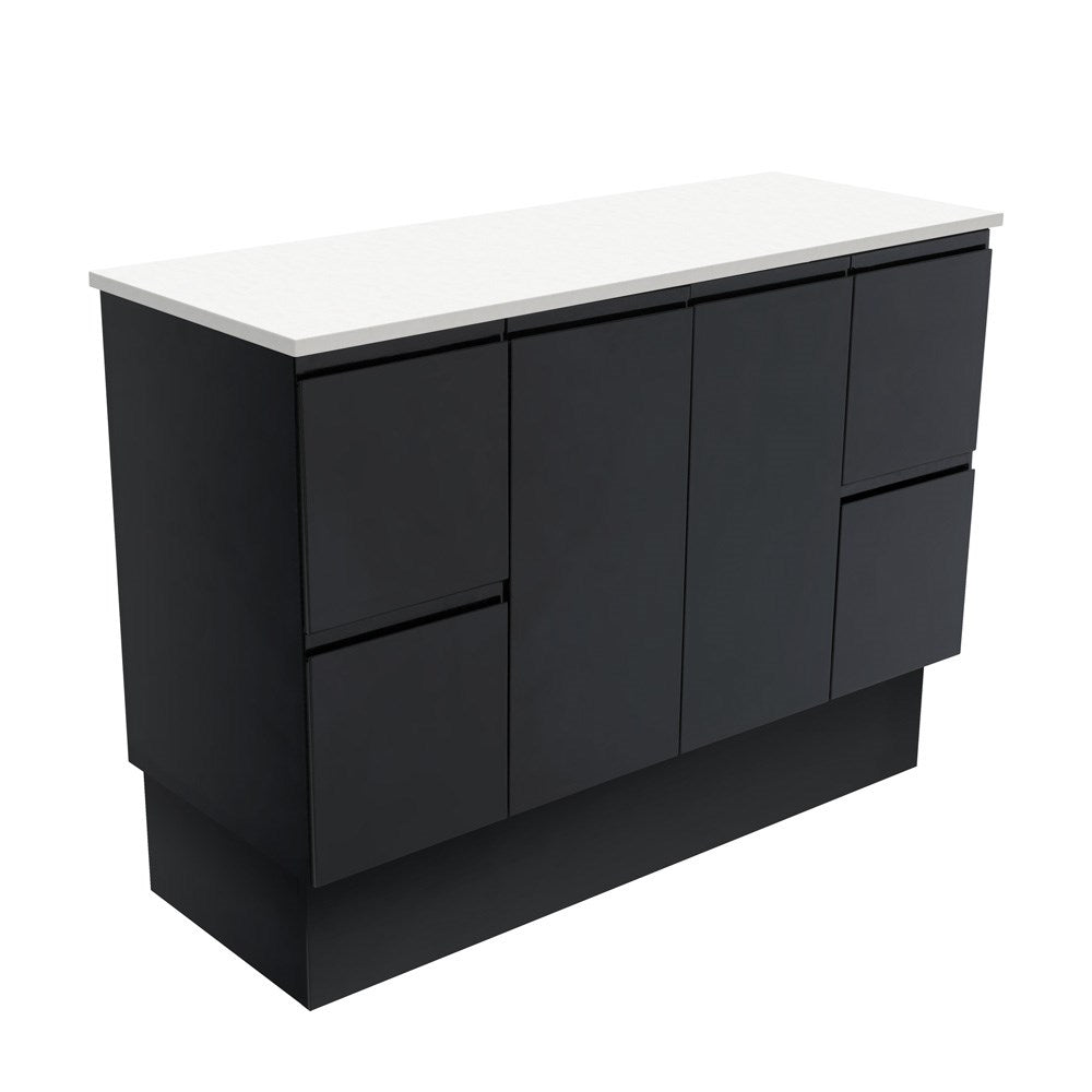 Fingerpull 1200mm Satin Black Cabinet on Kick