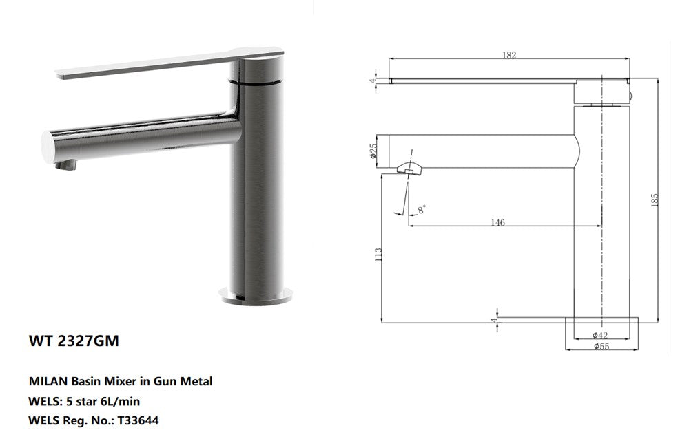 ROMEO Basin Mixer in Gun Metal