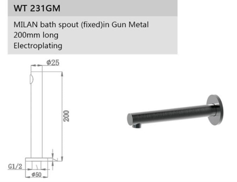 JESS/ROMEO Bath Spout in Gun Metal