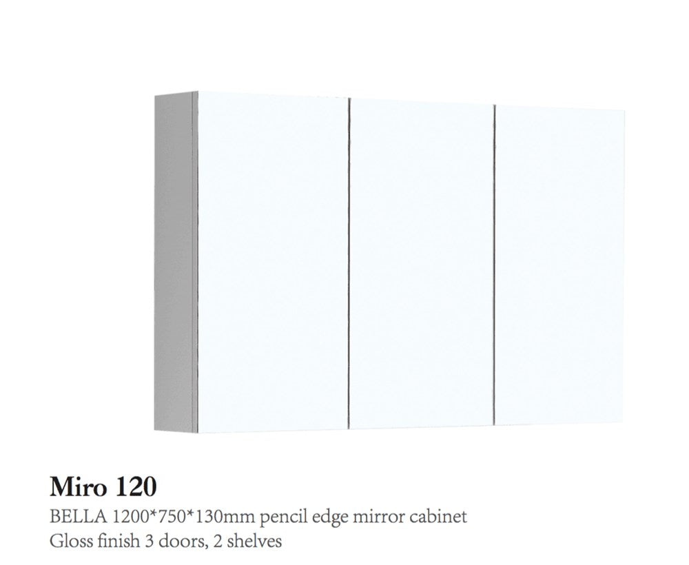 BELLA 1200 Pencil Edge Mirror Cabinet