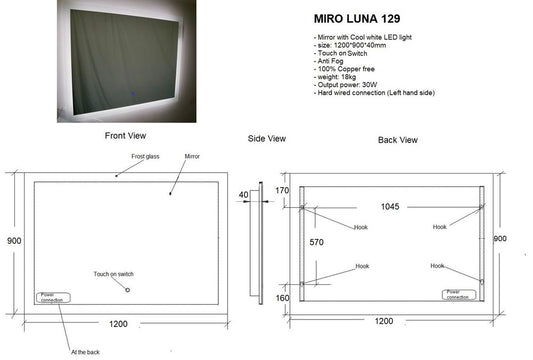 1200mm Anti Fog Mirror with LED Light