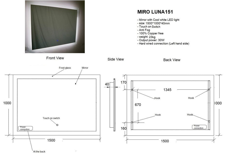 1500mm Anti Fog Mirror with LED Light