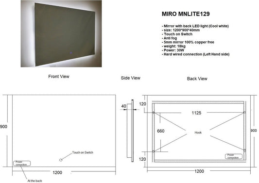 1200mm Anti Fog Mirror with LED Light